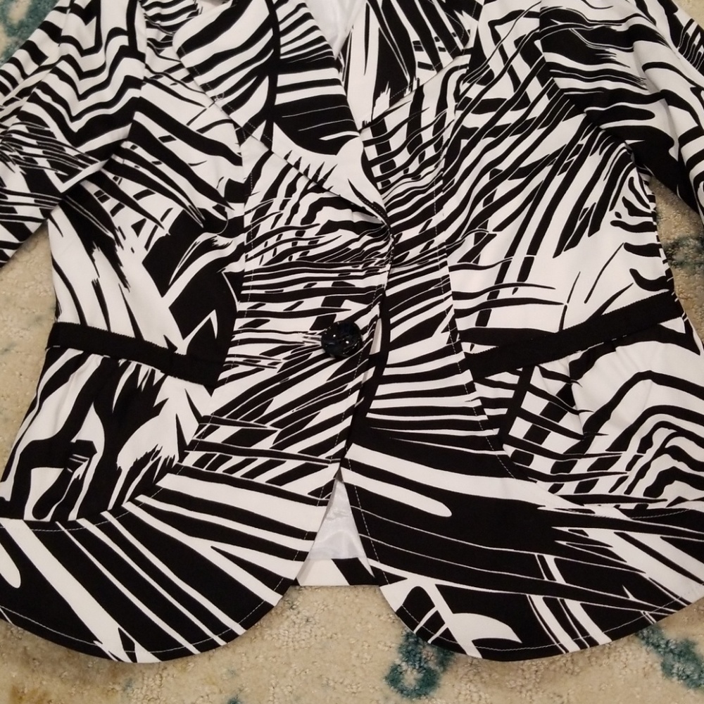 Leslie Stuart Tropical Palm Leaf Blazer Jacket - Picture 6 of 8